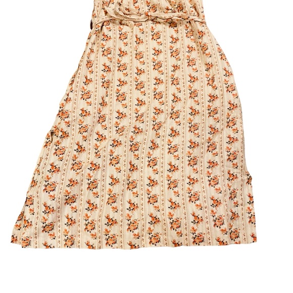 A Loves A Tie Scoop Neck Short Puff Sleeve Floral Print Belted Midi Dress - Picture 6 of 9